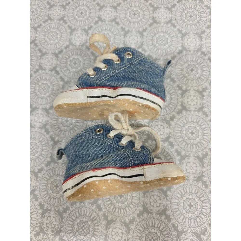 Gerber Baby Shoes Denim High Top Sneakers Infant Pre‎ Walker Crib Shoes 3